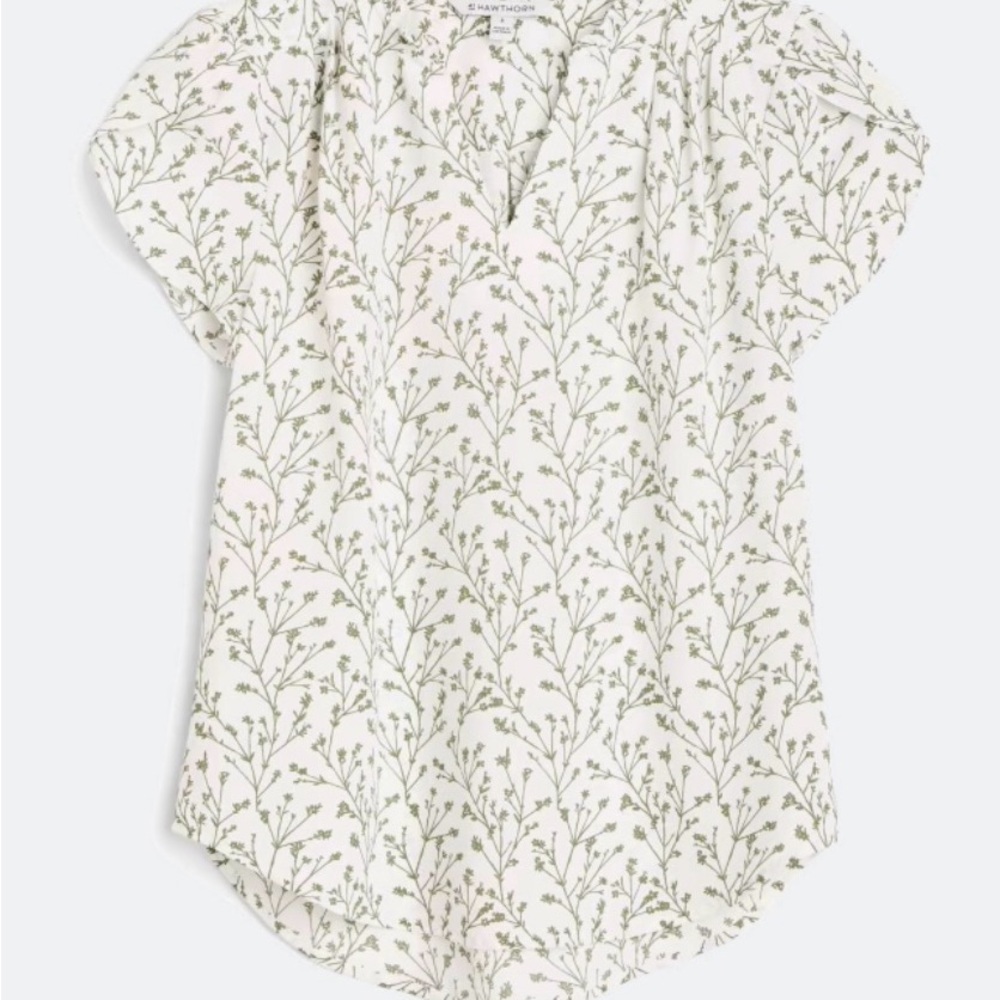 41 Hawthorn Cream and Green Floral Blouse